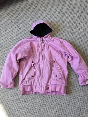Justin workwear pink canvas hooded oversized jacket